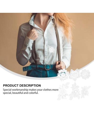 6pcs White Lace Flower Iron on Patches - DIY Embroidered Applique for Clothes & Jeans - Buy Online on GoSupps.com