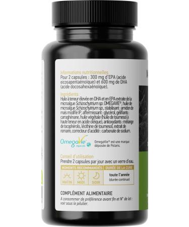 NATURA FORCE - Omega 3 Vegan EPA and DHA fatty acids from Schizochytrium Microalgae Oil - 100% vegan and patented Omegavie - 60 Capsules - Buy Online on GoSupps.com