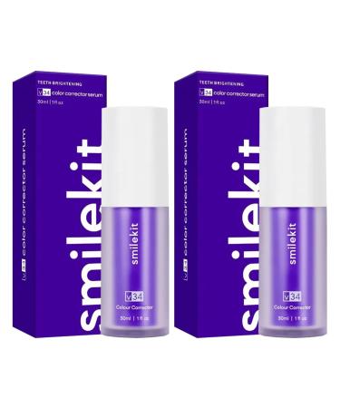 2PCS Hi Smile Whitening Purple Toothpaste Color Correcting Whitening Toothpaste Dental Whitening Purple Toothpaste Diamond Smile Purple Product Whiten Teeth Oral Cleaning