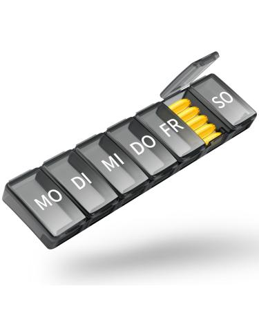 Opret tablet box 7 days pill box 7 days tablet box tablets weekly box pills box 7 days tablets to store organizer for medication black - Buy Online on GoSupps.com