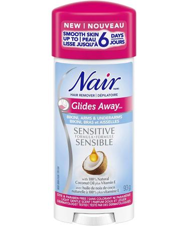 Nair Glides Away Sensitive Formula Hair Remover for Bikini Arms & Underarms with 100% Natural Coconut Oil plus Vitamin E 93-g