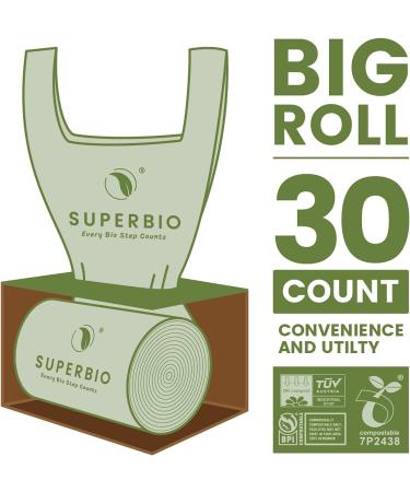 SUPERBIO 13 Gallon Compostable Handle Tie Tall Kitchen Garbage Bags  Heavy Duty Food Scrap Trash Bags Certified by BPI Meeting ASTM D6400 Standards  Eco-Friendly and Convenient  30 Count 30 Count (Pack of 1) - Buy Online on GoSupps.com