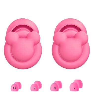 Ear Plugs for Sleep Noise Cancelling Reusable Soft Silicone Earplugs 33dB Noise Reducing Ear Plugs for Sleeping Snoring Concert Travel Flights Work 4 Pairs Ear Tips in XS/S/M/L Rose Red