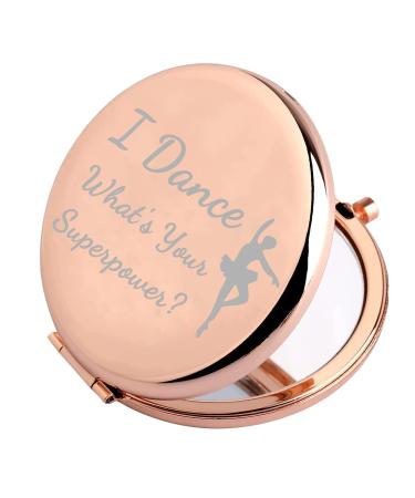 FEELMEM Dancer Compact Mirror Dancer Gift I Dance What's Your Superpower Makeup Mirror Dance Teacher Gift Dance Team Inspiration Gift Dancer Lovers Gift (I Dance Mirror)