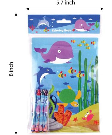 Tiny Mills Ocean Life Coloring Books for Kids - 12 Books, 48 Crayons | Under the Sea Party Favors & Prizes | Bag Filler & Supplies - Buy Online on GoSupps.com