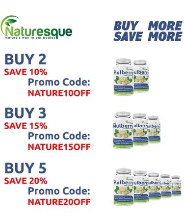 Naturesque White Mulberry Leaf Extract | Controls Appetite, Curbs Sugar & Carb Cravings | Lower Blood Sugar | Zuccarin Diet Weight Loss | 1000mg 60 Vegan Capsules - Buy Online on GoSupps.com