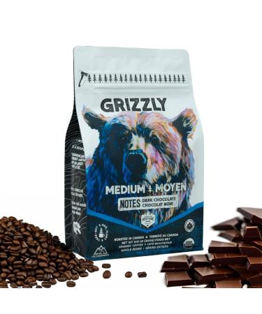 Canadian Heritage Roasting Company Coffee - Grizzly - Medium Whole Bean Coffee - Bold But Not Bitter With Tasting Notes Of Dark Chocolate And Smoke. - Perfect For French Press Espresso Mocha Pot - 340g Grizzly - Dark Chocolate 340 g (Pack of 1)