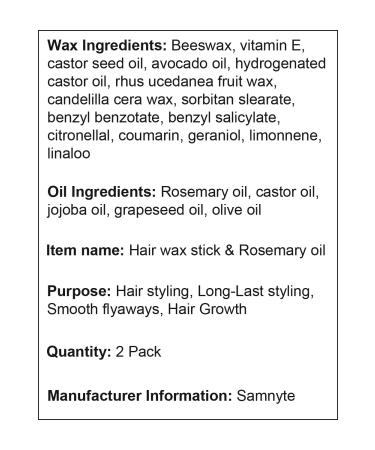 Hair Wax Stick with Rosemary Oil for Hair Growth & Flyaway Control | Repair Dry & Damaged Hair | Prevent Hair Loss & Breakage - Buy Online on GoSupps.com