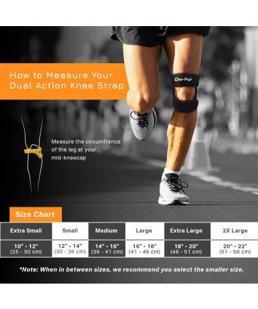 Cho-Pat Dual Action Knee Strap -Medium Black- Pain Relief for Arthritic, Weak Knees, Tendonitis, Meniscus Tears - Best Mobility Support - Buy Online on GoSupps.com