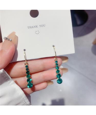 Vintage Crystal Emerald Drop Earrings | Long Tassel Chain & Gold Hoop Huggie Jewelry for Women - Shop Internationally - Buy Online on GoSupps.com