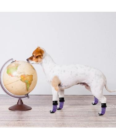 Buy Pupeck Double-Sided Anti-Slip Dog Socks | X-Large 2 Pairs with Adjustable Straps for Indoor Use | Summer Paw Protection for Hardwood Floors - Purple - Buy Online on GoSupps.com