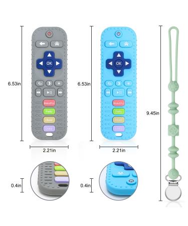 Qinerle Silicone Baby Teether Toy - TV Remote Control Shape for Babies 6-12 Months (Blue & Gray) - Infant Sensory Teething Toy - Buy Online on GoSupps.com