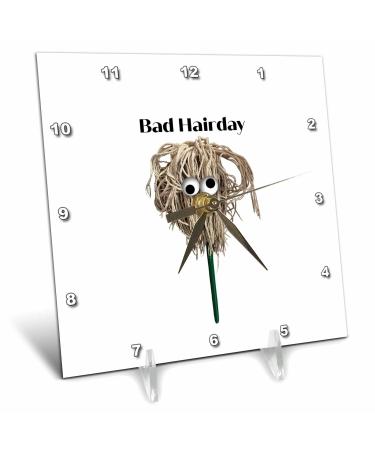 3dRose EvaLorentzenArt - Hair - Crazy Hair Mop with Googly Eyes - Desk Clocks (dc_356139_1) 6x6 Desk Clock