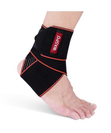 WASPO Ankle Support Brace - Adjustable Ankle Brace Wrap Strap for Sports Protect Plantar Fasciitis Achilles tendonitis Ligament damage Injury Recovery One Size for Men Women 1 PC Orange Orange-1PC