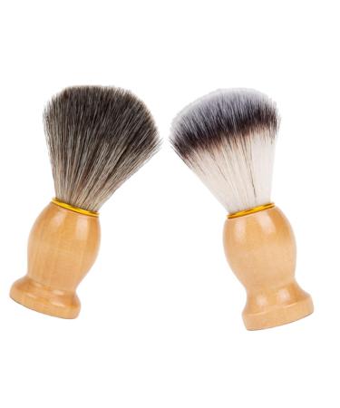Doitool 2st Professional shaving brush Mini cleaning brush trimmer for men hairdressing salon shaving brush hairdressing brush male beard soap razor man hairbrush wood