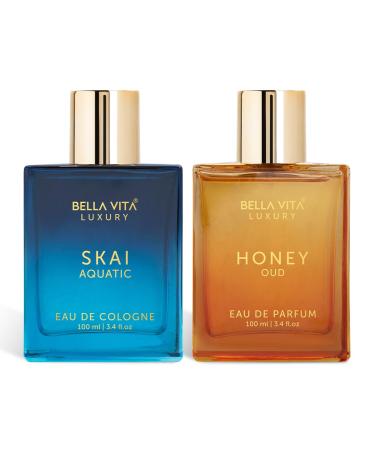 Bellavita Luxury Fragrance Duo | Skai Aquatic Cologne & Honey Oud Eau de Parfum | Long-Lasting Unisex Scents | Clean Natural & Cruelty-Free | Gift for Birthdays & Anniversaries