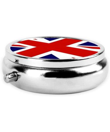 UK Flag Portable Metal Pill Box - Round Mini 3-Compartment with Hinged Design | Ideal for Small Pills & Travel - Shop Now - Buy Online on GoSupps.com