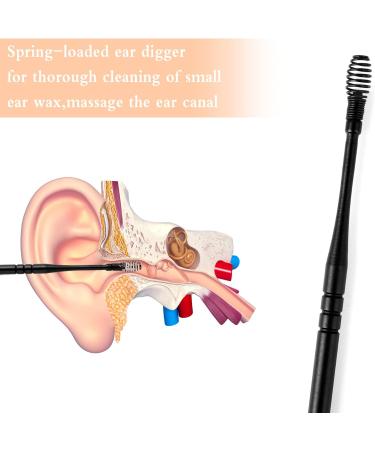 Fumanduo 6-Piece Ear Cleaner Set - Stainless Steel Ear Wax Remover Reusable 6-in-1 Medical Ear Cleaner for Kids & Adults with Storage Box (Black) - Buy Online on GoSupps.com