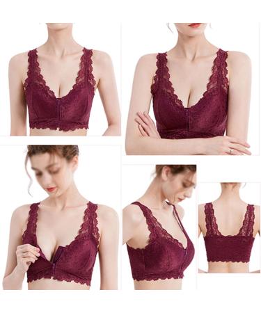 Buy Ltddzz Large Pointed Mastectomy Bra - Front Zipper Wireless Medium Red with Prosthesis Pockets | International Shipping - Buy Online on GoSupps.com