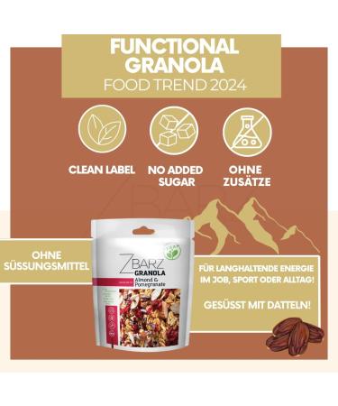  ZBARZ Zbarz Vegan Grain Protein Granola & No Added Sugar (Alammond Pomegranate 200g) - Keto Knusper Muesli Breakfast for Weight Loss and Workout - Crunchy Cereal Made from - Buy Online on GoSupps.com