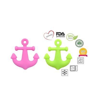 Yummy Baby Silicone Bite Ring & Training Toothbrush | FDA Approved BPA Free | Soft Pacifier Teething Toy - Green Anchor - Buy Online on GoSupps.com