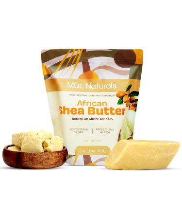 MGL Naturals Raw African Shea Butter Ivory 1 lb 100% Pure and Unrefined. Nourish and moisturize skin and hair. Use alone or DIY recipes. From Ghana West Africa. (1 lb) Shea Butter 16 Ounce (Pack of 1)