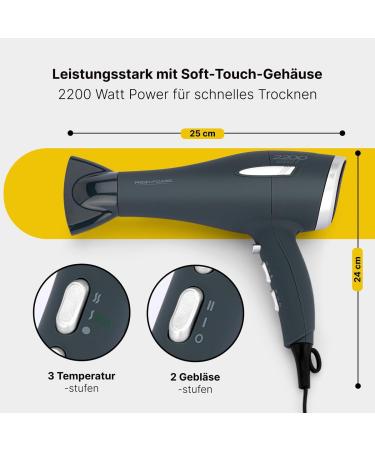 Professional Care hairdryer with 3 settings hanging eye hairdryer with Cool Shot and shaping nozzle 2 blowing settings with 2200 W incl 2 spare filters PCHT 3045 gray White - Buy Online on GoSupps.com