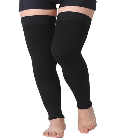 TOFLY Opaque Thigh High Compression Stockings 20-30 mmHg Firm Support - Silicone Band, Footless Sleeves for Varicose Veins & Edema - Black, L - Buy Online on GoSupps.com