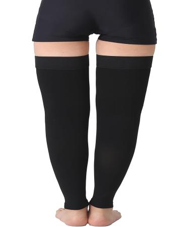 TOFLY Thigh High Compression Stockings - 20-30 mmHg Firm Support - Silicone Band - Footless Sleeves - Black (M) - Buy Online on GoSupps.com