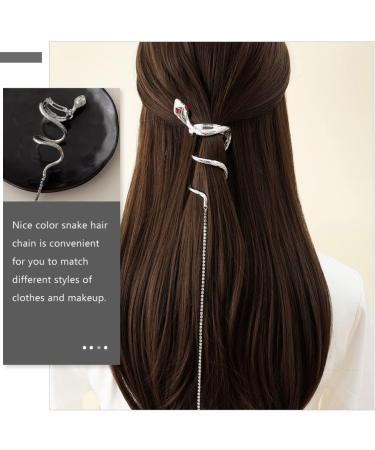 LALAFINA Snake Chain Hair Clip Tassel Ponytail Hair Clips Braided Ponytail Styling Hair Clips Crystal Jewelry Punk Hair Chopstick Sliver Chain Rhinestones Back of Head Metal Miss - Buy Online on GoSupps.com