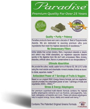 Paradise Herbs Earthâ€™s Blend One Daily Superfood Multi-Vitamin - No Iron, 30 Veggie Capsules - Buy Online on GoSupps.com