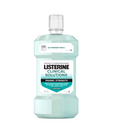 Listerine Clinical Solutions Enamel Strength Mint Oral Rinse Daily Anticavity Fluoride Mouthwash to Repair Tooth Enamel & Prevent Cavities for Stronger* Teeth Alpine Mint 1 L 33.8 Fl Oz (Pack of 1)