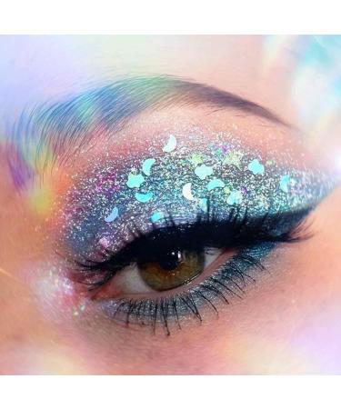 Hair Gel | Shiny Body Face Mermaid Sequins -Adhesive | Festival Cosmetic Face Hair Nails Makeup Long Lasting Sparkling Chunky Sequins Fulenyi Silver 5# - Buy Online on GoSupps.com