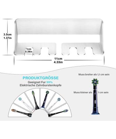 Yybo Stainless Steel Electric Toothbrush Holder - Wall-Mounted No Drilling Self-Adhesive Design for Efficient Bathroom Storage - Buy Online on GoSupps.com