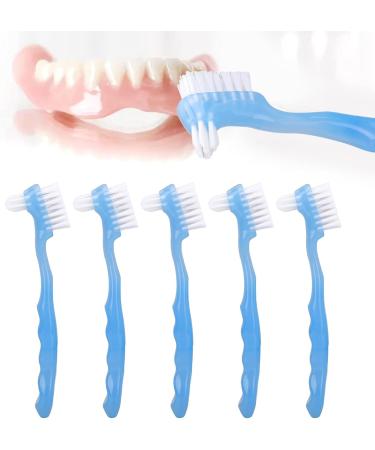 Prosthesis Care Set: Double-Sided Soft Hair Brushes for Plaque Removal - Portable & Ideal for Seniors (Blue) - Buy Online on GoSupps.com