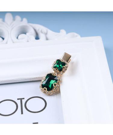 Cimenexe Bohemian Emerald Hair Clip Green Crystal Hair Pins Clips Green Cz Paved Hair Barrette Square Emerald Crystal Headdress Hair Accessories Jewelry for Women and Girls Gifts - Buy Online on GoSupps.com