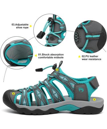 DANNTO Women's Sports Sandals - Closed Rubber Hiking & Trekking Sandals for Outdoor Summer Travel - EU Size 39 Gray Blue - Buy Online on GoSupps.com