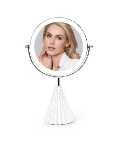 Lighted Makeup Vanity Mirror with Magnification  Rechargeable 10X Magnifying Makeup Mirror with 3 Color Lighting  8 inch Double Sided Light Up Mirror  Touch Screen 360  Rotation Desk Cosmetic Mirror