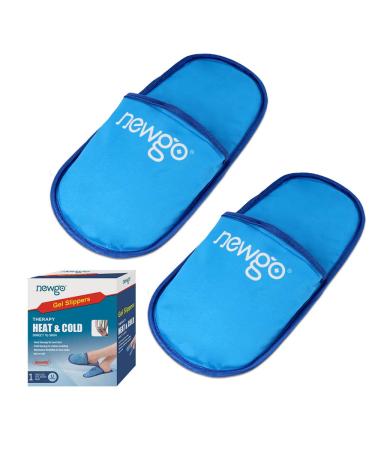 NEWGO Foot Ice Pack Slippers for Swollen and Painful Feet, 2 Pack Ice Therapy Gel Ice Slippers for Neuropathy, Chemotherapy, and Diabetes Foot Pain Relief - Blue