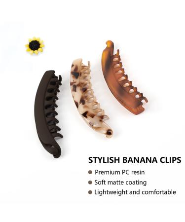 6 Pcs Large Banana Clips - Non-Slip Strong Hold Hair Clips for Thick and Fine Hair - Women and Girls - Black, Brown, Leopard - Buy Online on GoSupps.com