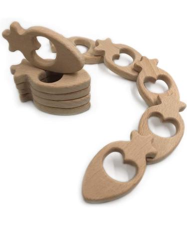 Wendysun 2pcs Cartoon Wood Teether Set - Natural Animal Radish Shape Baby Teething Toy - Buy Online on GoSupps.com