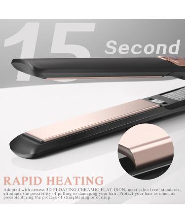 Hair Straightener and Curler 2 in 1 - 15s Fast Heating 5 Temp Settings Large 3D Floating Ceramic - Dual Voltage Flat Iron (Black) - International Shipping Available - Buy Online on GoSupps.com