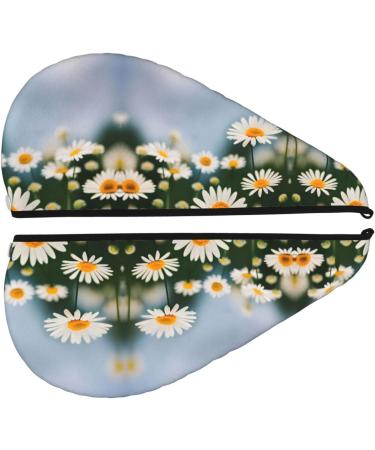 Daisy Flowers Coral Velvet Dry Hair Cap | Quick-Dry Hair Towel Wrap for Men & Women | Ideal for Travel & Home - Buy Online on GoSupps.com