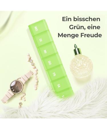AUVON 7-Day Pill Box | BPA-Free Medication Organizer | Portable Weekly Pill Dispenser for Vitamins & Fish Oil (Green) - Buy Online on GoSupps.com