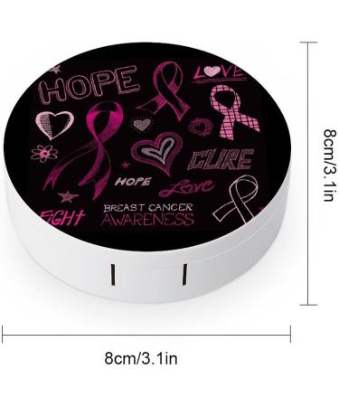 Breast Cancer Awareness Round Case for Contact Lens - Portable Cute Storage Box with Mirror - Buy Online on GoSupps.com