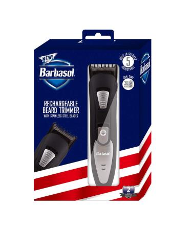 Barbasol Rechargeable Electric Beard Trimmer with Stainless Steel Blades and Adjustable Settings