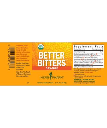 Herb Pharm Better Bitters Certified Organic Digestive Bitters Orange 1oz (2 Pack) - Natural Digestive Aid with Orange Flavor - Buy Online on GoSupps.com