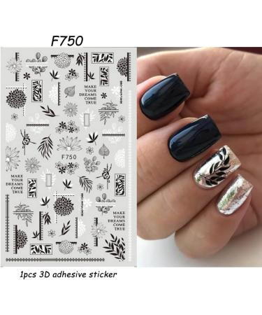 Tattoo DIY Flower Simple Design Transfer Decals Nail Sticker 3D Black Vine Leaf Alphabet(F-745) (Black F) - Buy Online on GoSupps.com