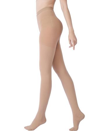 MGANG Waist High Compression Pantyhose | 15-20mmHg | Closed Toe | Firm Support for Varicose Veins, Edema, Swelling | Nursing | Beige Medium - Buy Online on GoSupps.com