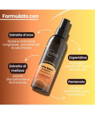  DIVINA BLK Divina BLK Curly Summer Protective Leave-In Sun Lotion for Wavy Curly and Super Curly Hair with hesperidin Panthenol Barley Extract and Lemon Balm (150ml) - Buy Online on GoSupps.com